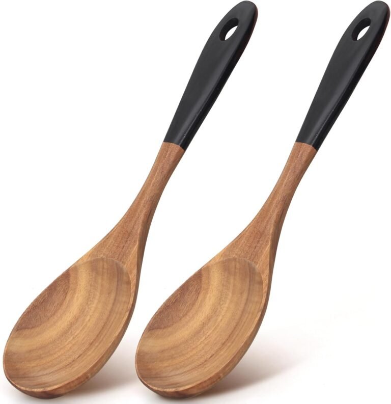 2 Pcs Massive Wood Spoons for Cooking Serving Spoon 12″ Large Mixing Spoons for Baking Cooking Spoon Set Distinctive Acacia Wooden Utensils Teak Lengthy Stirring Spoons Kitchen Instruments Spatula