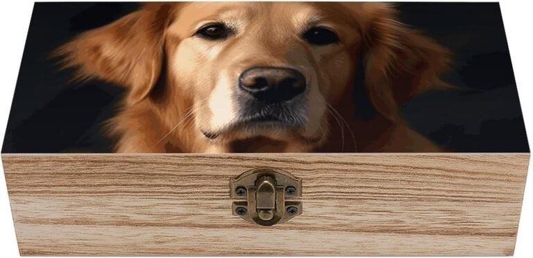 Wood Storage Field Golden Retriever Wooden Present Field with Hinged Lid And Entrance Clasp Customized Jewellery Field Souvenir Reminiscence Containers Workplace Desk Organizer