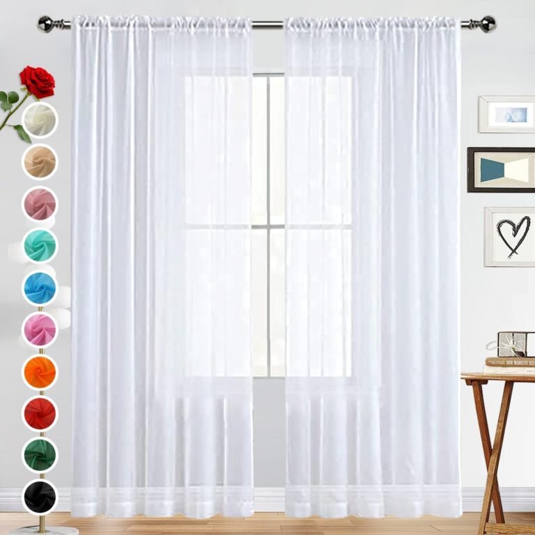 SpaceDresser Primary Rod Pocket Sheer Voile Window Curtain Panels White 1 Pair 2 Panels 52 Width 84 Inch Lengthy for Kitchen Bed room Youngsters Dwelling Room Yard(White,52 W x 84 L)