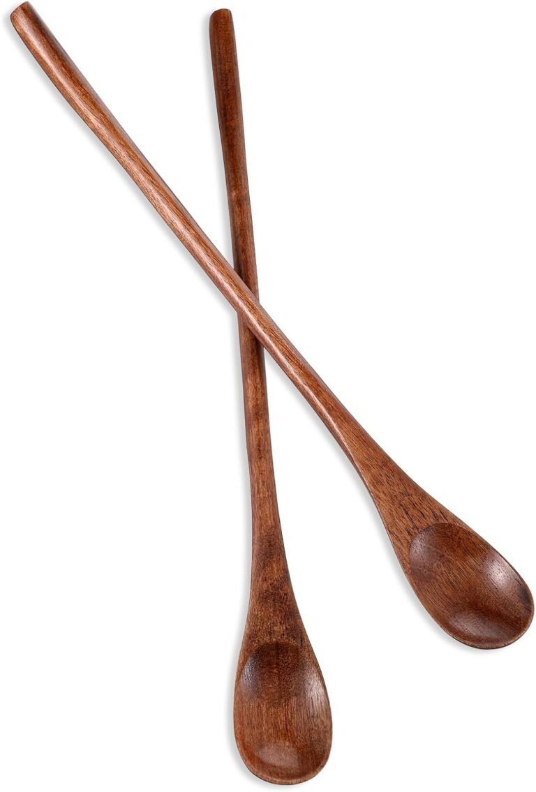 2 Pcs Lengthy Wood Spoon, Wood Spoons for Honey 9.25 Inch Wood Espresso Spoon with Lengthy Deal with Wood Tea Spoons Lengthy Teaspoons for Stirring Wood Stirring Spoons for Kitchen Cooking (Brown)