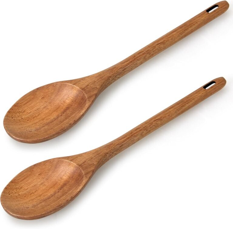 2 Pcs 12″ Giant Picket Spoons for Cooking Utensils Set Wooden Spatula Mixing Stirring Serving Spoon Spoons Lengthy Deal with Teak Spoon Kitchen Instruments Massive Spatula Bamboo Cooking Spoons Kitchen Utensil