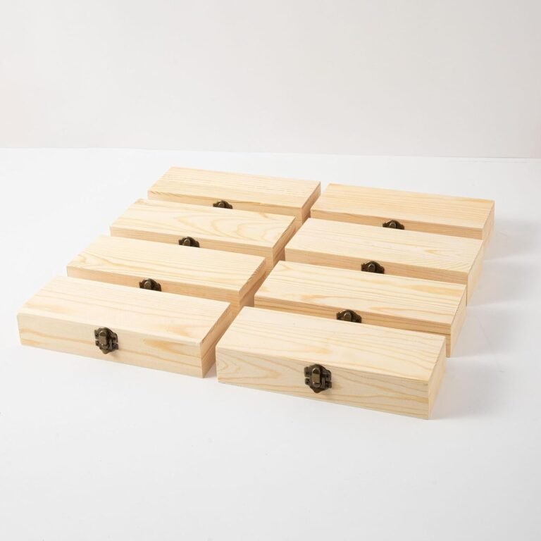8 pcs Unfinished Picket Show Field with Glass Prime Hinged Lid, 8.2X2.6X1.6in Small Wooden Souvenir Organizer, DIY Craft Picket Bins for Jewellery Presents and Residence Decor