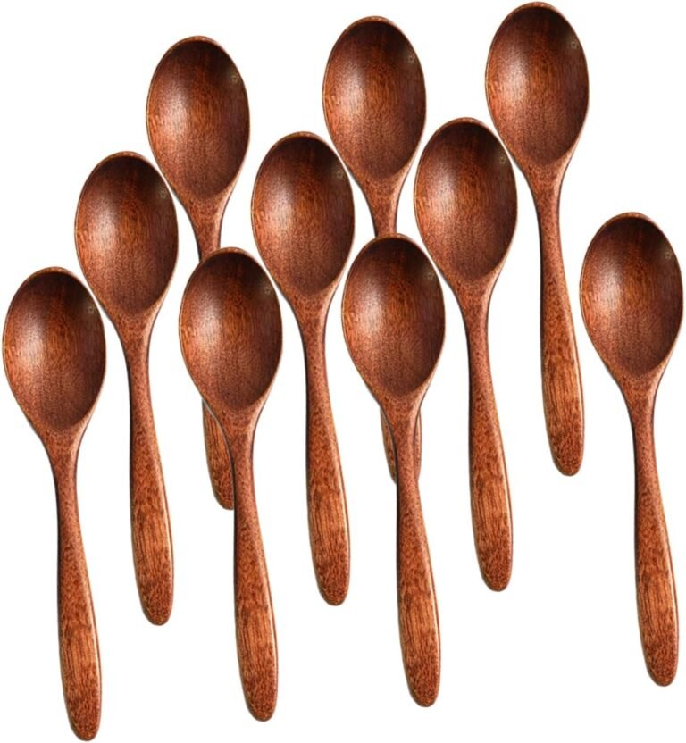 Wakauto 10Pcs Picket Spoons Pure Picket Tea Spoons Deal with Spice and Sugar Scoops for Kitchen Family Utensils for Storage Jars