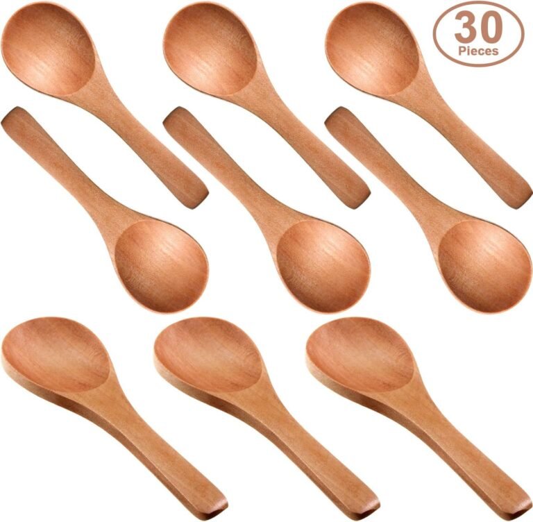 30 Items Small Picket Spoons Mini Nature for Jars Mini Tasting Condiments Salt Spoons for Kitchen Cooking Seasoning Oil Espresso Tea Sugar(Gentle Brown)