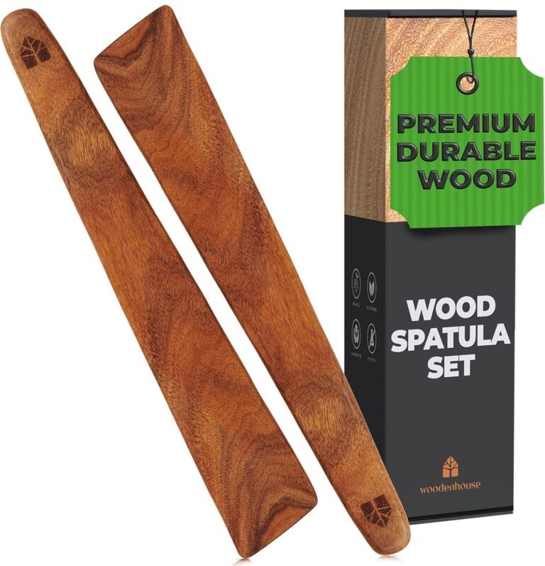 12 inch Teak Wooden Spatula for Forged Iron, Small Wooden Flipper, Egg Scraper, Flat Picket Turner, Multipurpose Wooden Cooking Utensil, Spatulas Excellent for Flipping, Serving, Scraping & Turning. Set of two