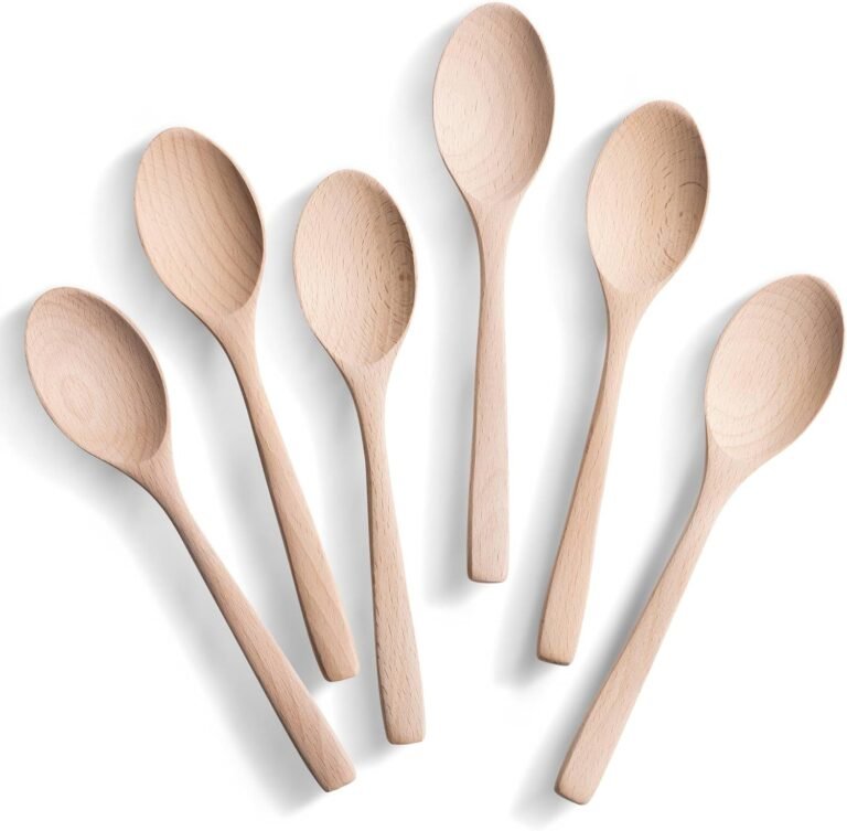 7.3inch Small Wood Spoons, 6PCS Uncoated Beech Plain Small Wood Spoons Set, Desk Spoons for Current Honey, Serving, Consuming, Soup, Chocolate, Espresso, Tea