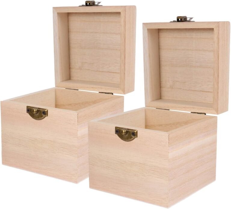2pcs wood field memento field: Sq. ornamental field Unfinished reminiscence field with lids ornamental storage bins with lids wooden bins for crafts for Bracelet Watch Necklace Earrings