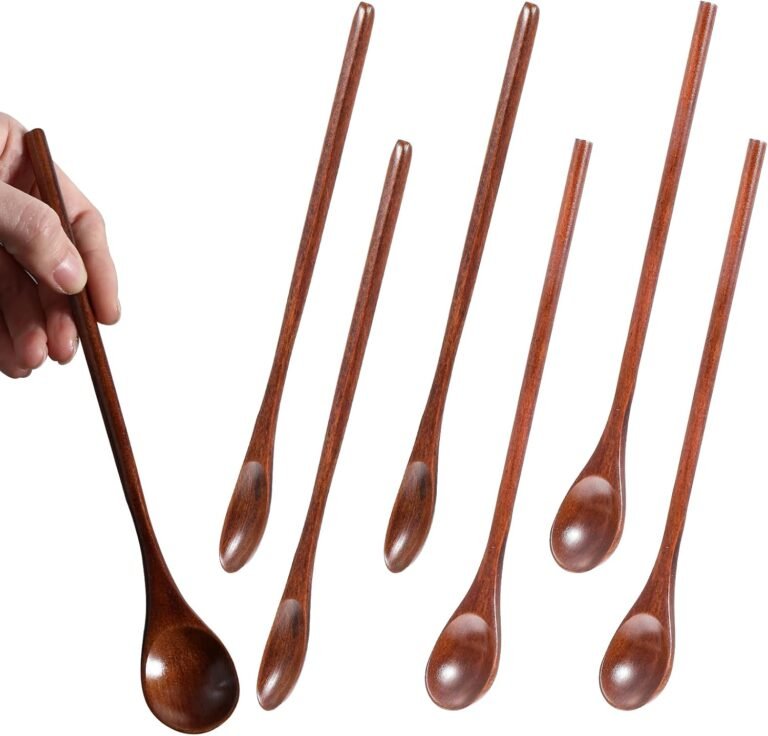 6Pcs Small Picket Spoons Cooking Picket Spoons Seasoning Honey Tea Espresso Spoon Lengthy Dealt with Non-Stick Kitchen Utensil Set Appropriate Kitchen Celebration Birthdays Gits