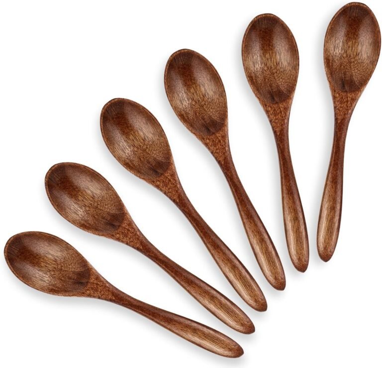 6Pcs Small Picket Spoons, 5.5 Inch Picket Spoons for Honey, Hardwood Picket Honey Teaspoon for Espresso, Little Picket Serving Desk Spoons Set, Bamboo Desk Spoon for stirring