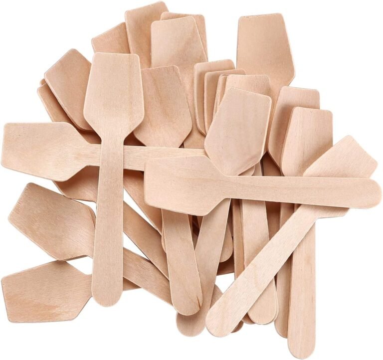 Gmark 4″ Mini Wood Spoons Pack of 200, Disposable Sq. Finish Tasting Spoon, Sampling Yogurt Spoon Ice Cream Spoon, Biodegradable Compostable Birchwood GM1101