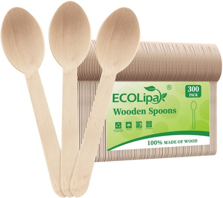 ECOLipak 300 Rely Wood Disposable Spoons, Compostable Wood Spoons for Celebration, Tenting, Touring, Household Dinners
