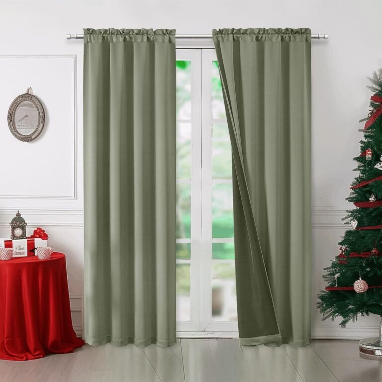 OWENIE Heidi Inexperienced Curtains 84 Inch Lengthy 2 Panels Set for Residing Room Bed room, Mild Filtering Strong Material Window Curtains Drapes, Elegant Rod Pocket Curtains, 2 Pcs Every 40″ W 84″ L