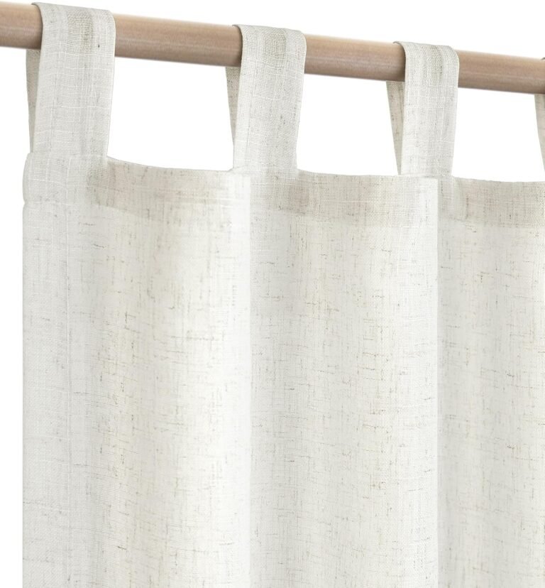 KOUFALL Residing Room Curtains Drapes 96 Inches Lengthy 2 Panels,Sheer Cream Linen Semi Mild Filtering Boho Farmhouse 8FT Additional Lengthy Curtains for Eating Room,96 Inch Size,Ivory Off White