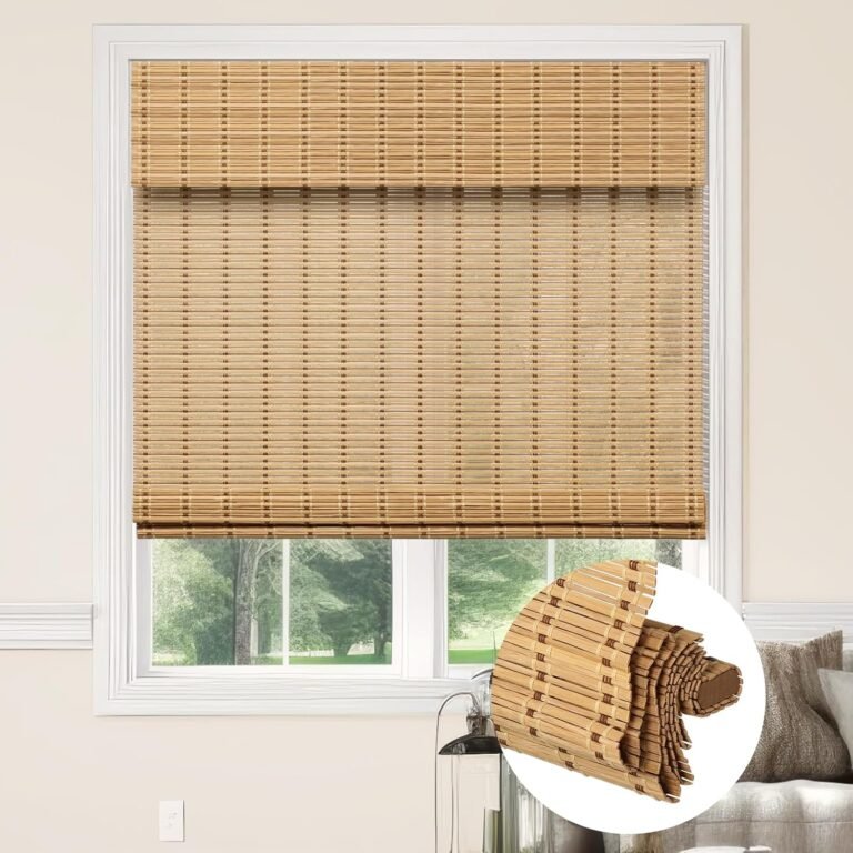 Kokorona Cordless Bamboo Roman Shades with Valance, Gentle Filtering Bamboo Blinds for Inside Home windows, Pure Roll Up Bamboo Shades for House, Workplace, Straightforward Set up, 22″ W x 64″ H, Pure
