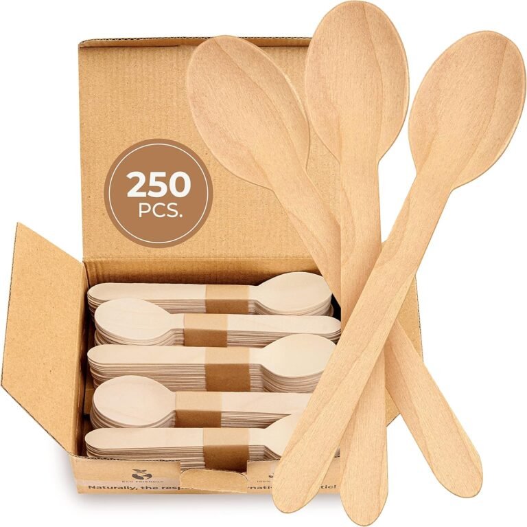 Disposable Wood Spoons Set of 250 pcs – Biodegradable Utensils, Eco–Pleasant & Compostable Disposable Cutlery – Good for Events, Occasions & Catering – Wood Spoons Disposable Wood Cutlery