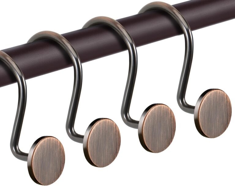 CHICTIE Bronze Bathe Curtain Hooks, Oil Rubbed Rustproof Bathe Curtain Rings for Toilet, Steel Ornamental Bathe Hooks for Bathe Curtain Rod, Set of 12 Bathe Hangers Spherical Heavy Responsibility Design
