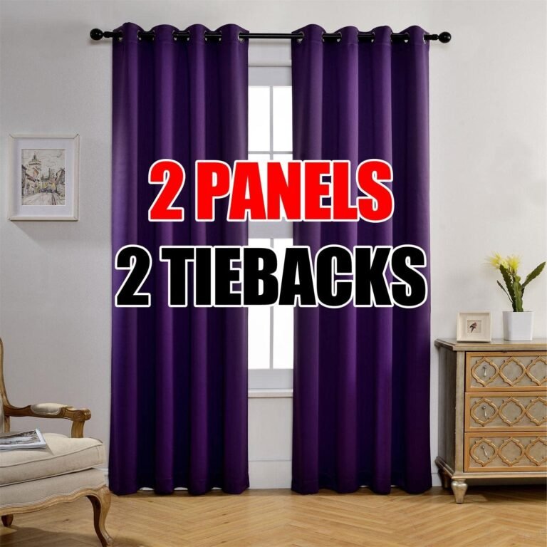 MIUCO 2 Panels Room Darkening Thermal Insulated Grommet Window Blackout Curtains for Bed room 95 Inches Lengthy Purple