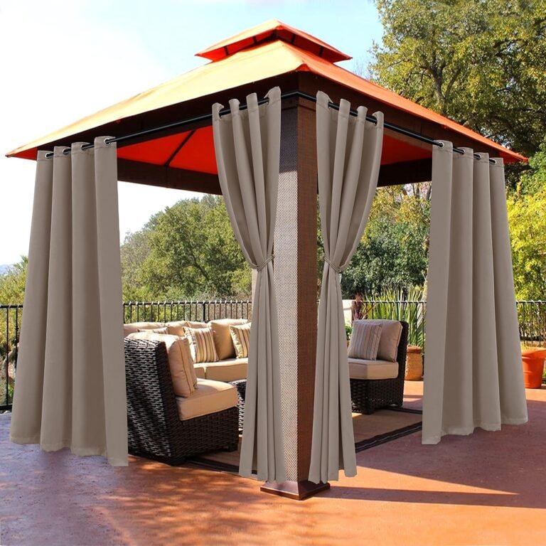 BONZER Waterproof Outside Blackout Curtains for Patio – Thermal Insulated, Daylight Blocking Privateness Grommet Curtains for Gazebo, Porch, Pergola, Cabana, Deck, 1 Panel, 52W x 84L inch, Khaki